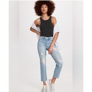 MOTHER Superior Jeans Distressed Light Wash trickster ankle Button Fly Womens 26